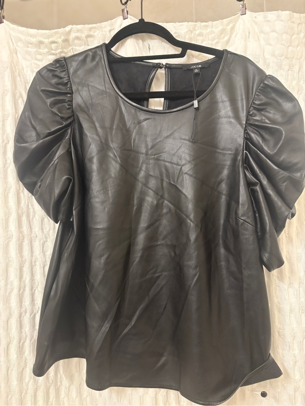 Joe's Black Faux Leather Puff Sleeve Tunic size XL